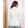 Womens Pullover Sweater Turtle Neck Long Sleeve Sweater Ribbed Knit Sweater,White - 2XL - 2 of 4