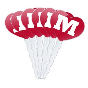 Monmouth College Primary Logo Heart Love Cupcake Picks Toppers Decoration Set of 6 - 1 of 4