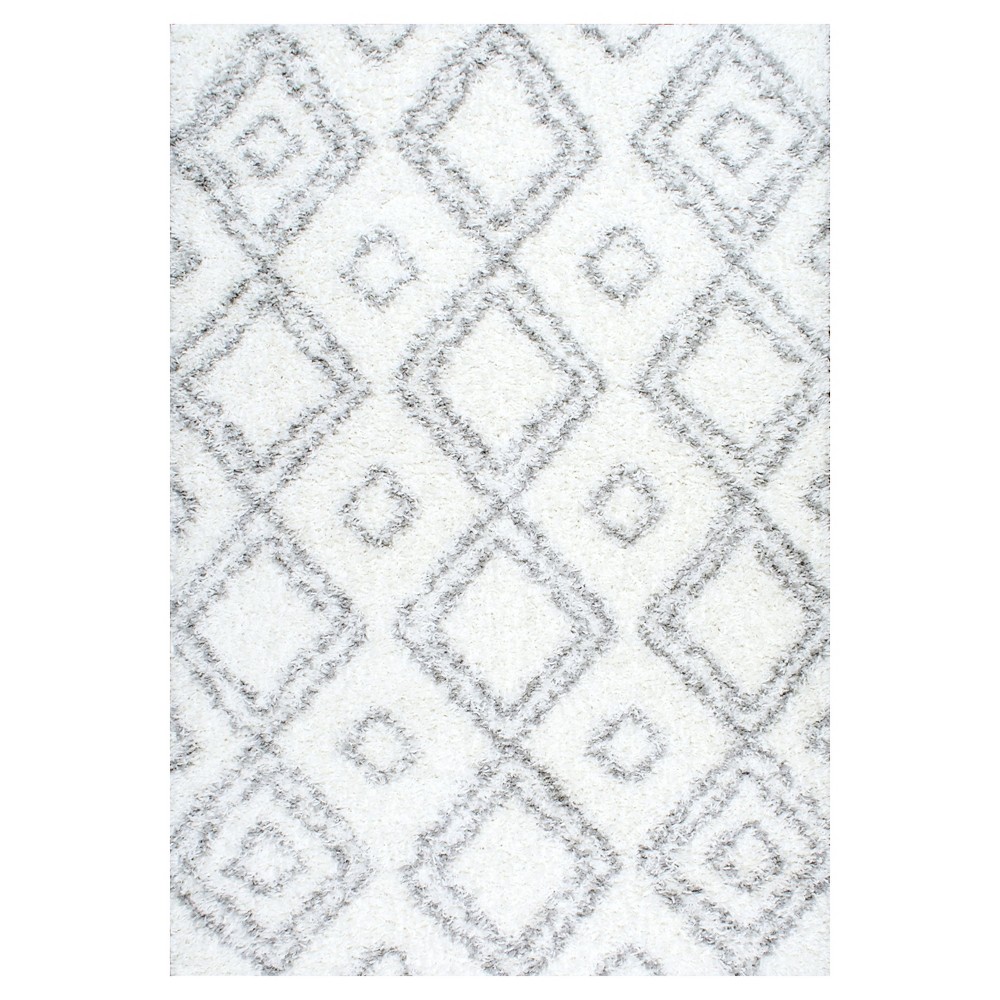 6'7inx9' Iola Soft & Plush Shag Area Rug White- nuLOOM