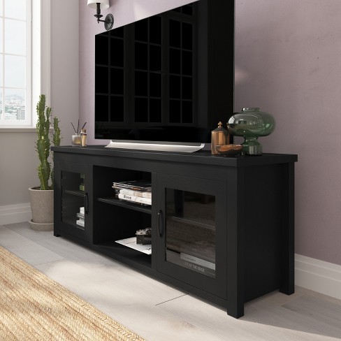 Emma and Oliver TV Stand for up to 80" TV's - 65" Media Console with Classic Full Glass Doors & 3 Adjustable Shelves - image 1 of 4