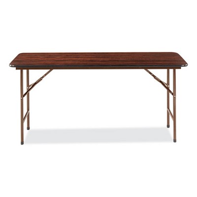 Alera Mahogany Rectangular Wood Folding Table with Steel Legs