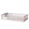 Dolonm Twin Size Floor Bed with Safety Fence, Rubber Wood Low Profile Platform Bed for Kids, 76.6"L x 41.5"W x 17.5"H - 2 of 4