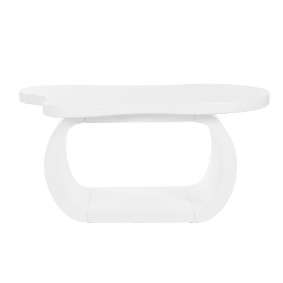 CLIHOME Modern Cloud Coffee Table, Cream Style Irregular End Table with Curved Legs, Unique Design Accent Table with Round Edge