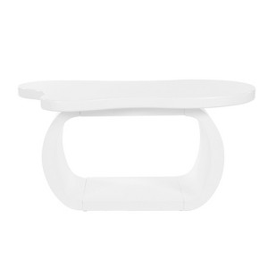 CLIHOME Modern Cloud Coffee Table, Cream Style Irregular End Table with Curved Legs, Unique Design Accent Table with Round Edge - 1 of 4