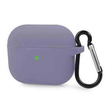 Insten Silicone Case Compatible with Airpods 3 3rd Generation 2021 Earbuds Protective Cover with Carrying Keychain for Girls Women Boys Men, Lavender