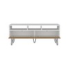 53.9" FSC Certified Manufactured Wood TV Stand with 2 Doors, 3 Shelves, and 5 Hairpin Legs in White and Wood Finish for Living Room - 3 of 4