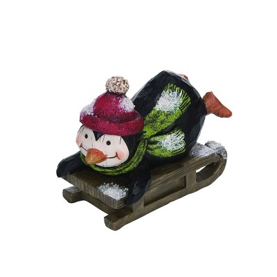 Transpac Resin 7 in. Black Christmas Sledding Friends Figurine