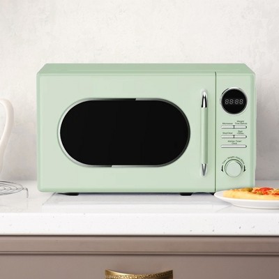 Mint Green Retro Small Countertop Microwave with Touch Controls