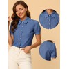 Allegra K Women's Point Collar Short Sleeve Button Down Denim Shirt - 2 of 4