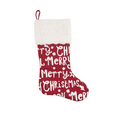 C&F Home Merry Christmas Lettering White and Red Stocking