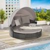 VisioGear Patio Daybed Furniture, 5-Piece Round Conversation Set with Retractable Canopy and Storable Table, Gray, 70.86"*70.86"*55.9" - 4 of 4