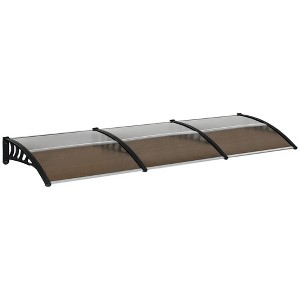 Outsunny Window Awning Door Canopy, 119.25"x37.75" Polycarbonate Front Door Outdoor Patio Cover with Hollow Sheet for UV, Sunlight Protection, Brown - 1 of 4