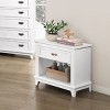 Spassway 16"W*26"H Wood Nightstand with Drawer and Open Shelf Modern End Table with Storage Bedside Table for Bedroom Living Room Sofa Couch - 2 of 4