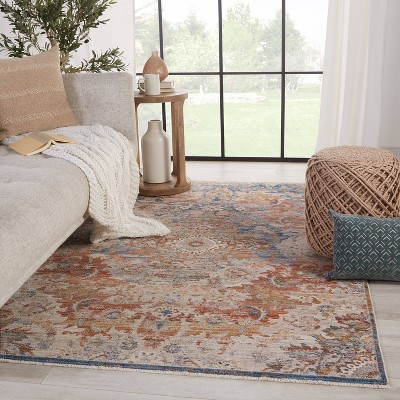 Elegant Terra Reversible Medallion Rug in Blue and Orange