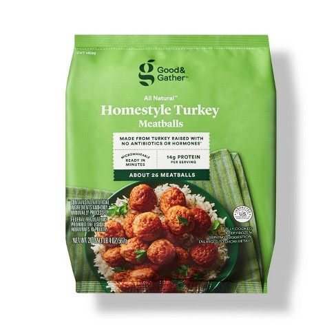 USDA All Natural Homestyle Turkey Meatballs - Frozen - 20oz - Good & Gather™ - image 1 of 3