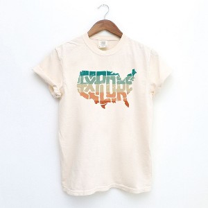 Simply Sage Market Women's Explore America Map Short Sleeve Garment Dyed Tee - 1 of 2