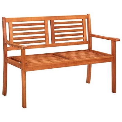 vidaXL 2-Seater Patio Bench, 47.2" Solid Wood Eucalyptus