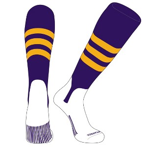 PEAR SOX OTC Baseball Softball Stirrup Socks (A, 5in) Purple, Gold - 1 of 3