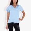 Anna-Kaci Women's Short Sleeve V-Neck Blouse with Double Layer Ruffle Sleeve Detail Casual and Chic for Everyday Wear - 2 of 4