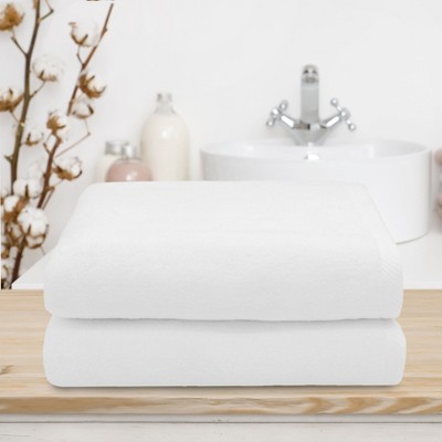 Ediree White Turkish Cotton Bath Towels Set of 2