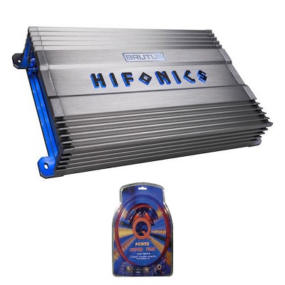 Hifonics BG-1300.1D Brutus Gamma Super D Class 1300 Watt Car Audio Sound System Subwoofer Speaker Amplifier & QPower Super Flex 4 Gauge Amp Wiring Kit