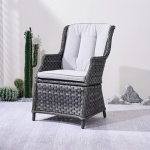 Moda Furnishings 2pcs Outdoor Aluminum Wicker Chair With Cushions - 1 of 4