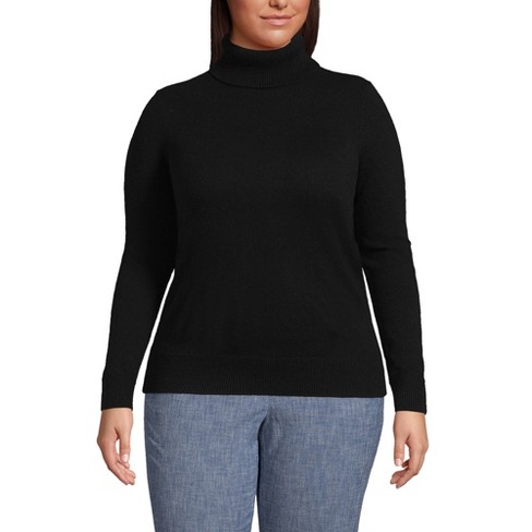 Lands' End Women's Plus Size Cashmere Turtleneck Sweater - 2x - Black :  Target