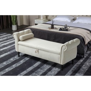 NicBex Ottoman with Storage Bench Storage Organizer Ottoman Velvet Multifunctional Storage Bench with 1 Pillow for Entryway Bedroom - 1 of 4