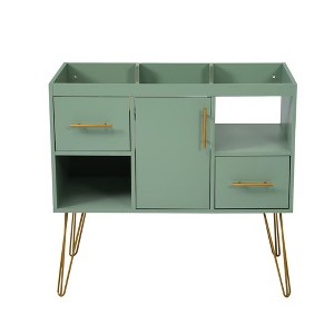 NicBex 35.3" Bathroom Storage Cabinet without Sink, Bathroom Vanity, 2 Drawers, 2 Open Shelves, and 1 Central Cabinet for Bathroom, Green - 1 of 4
