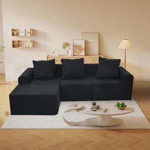 85" Modern Modular Velvet Sofa with Washable Covers for Living Room -3irtyhousy - 1 of 4