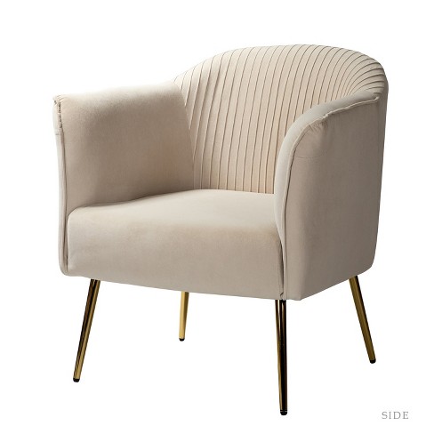 Velvet Barrel Chair With Goden Base | Karat Home-tan : Target