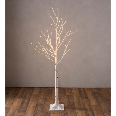 Plow & Hearth - Medium Indoor / Outdoor Birch Tree With 400 Warm White ...