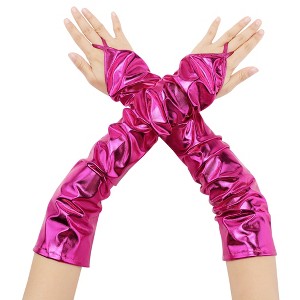 INSPIRE CHIC Women's Finger Loop Shiny Metallic Gloves 1 Pair - 1 of 4