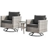 XIZZI Patio Outdoor Swivel Rocking Chairs Set of 2 with Side Table, 3 Pieces PE Rattan Wicker Patio Bistro Set with 360 Degree Rotation Chairs - 2 of 4