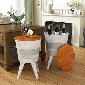 End Table Set Of 2 With Hidden Storage Compartment, Round Accent Side Table, Coffee Table - 1 of 4