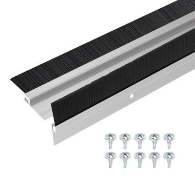 Unique Bargains Aluminum Nylon Door Brush Bottom Sweeps 35.46" x 1.89" Silver 2 Pcs