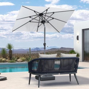 PURPLE LEAF Patio Umbrella Outdoor Table Umbrella Aluminum Frame Market Umbrella Sun Umbrella with 8 Sturdy Ribs - 1 of 4