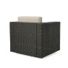 Okak 360° Swivel Patio Accent Chairs,PE Rattan Outdoor Armchairs with Iron Base&Upholstered Back,Patio Furniture Seating,Single,Brown/Beige - 4 of 4