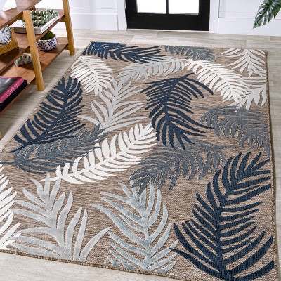 Jonathan Y Montego High-low Tropical Palm Brown/navy/ivory 4 Ft. X 6 Ft ...
