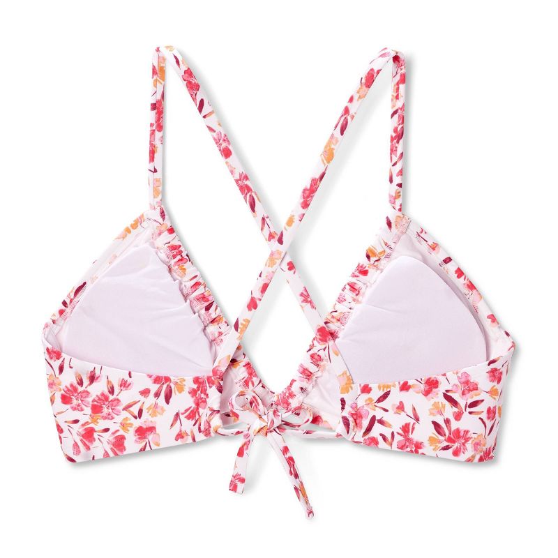 Women's Tunneled Tie-Front Triangle Bikini Top - Shade & Shore™ Pink Ditsy Floral Print, 6 of 7