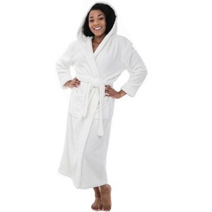ADR Plush Fleece Women's Robe, Long Hooded Women's Bathrobe, Soft Cozy Women's Bath Robe & Plus Sizes - 1 of 4