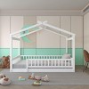 Streamdale Full Size Wood Bed House Bed Frame with Fence, for Kids, Teens, Girls, Boys,White - 2 of 4