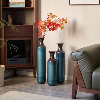 NicBex Vintage Floor Vases Set of 3, Metal Center Vase,  Large Standing Vase for Living Room Fireplace Hallway Corner