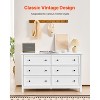VEVOR 6 Drawer Dresser, Wooden Chest of Drawers with Sliding and Anti-tip Device, Retro Minimalist Dresser Chest, Closet Storage TV Stand, White - 3 of 4