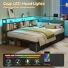 Furnulem Full Size Bed Frame with Headboard and Storage Drawers Full Metal Platform Corner Bed Frame with Charging Station and LED Lights Gray - 2 of 4