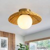 Dewdrop 3-Light Boho Wicker Ceiling Light, Natural Rattan Shade with Frosted Globe Glass and Brass Mount, ETL Certified Fixture - 2 of 4