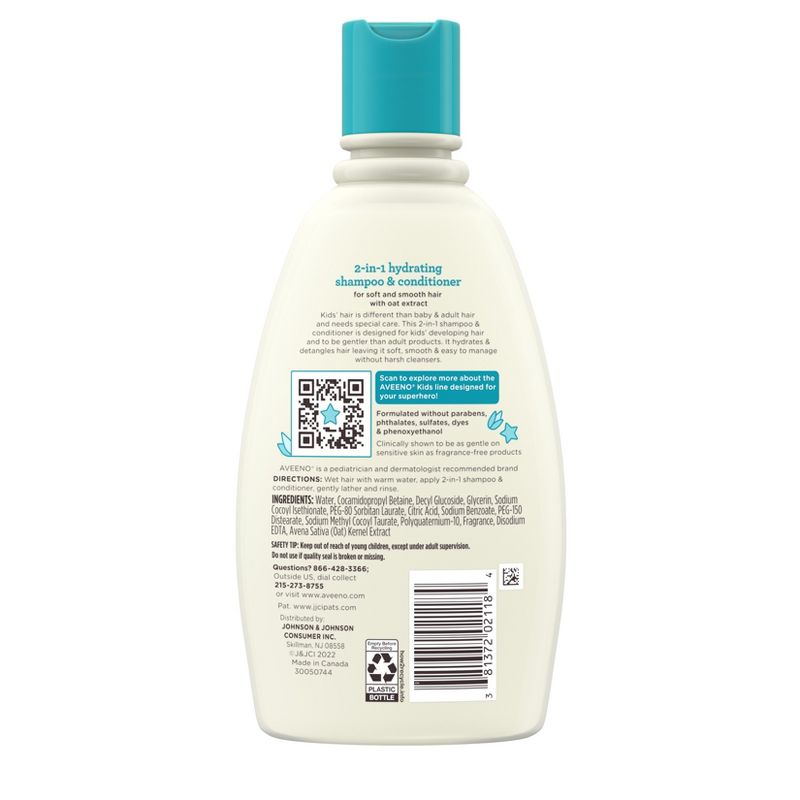 Aveeno Kids 2-in-1 Hydrating Shampoo &#38; Conditioner, Gently Cleanses, Conditions &#38; Detangles Kids Hair - 12 fl oz, 3 of 11