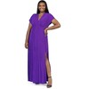 24seven Comfort Apparel Plus Size Flutter Sleeve Metallic Knit Maxi Dress Front Slit Empire Waist - 2 of 4