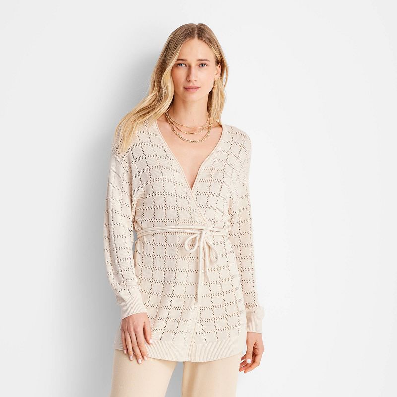 Women's Tie-Front Pointelle Cardigan - Future Collective™ with Jenny K. Lopez, 1 of 4