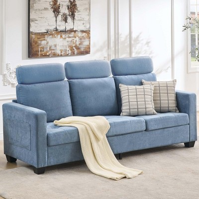 89 Inch Sofa, Oversized 3 Seater Sofa, Chenille Fabric Upholstered Counch with Wide Armrest and Removable Cushion, Comfy Couches